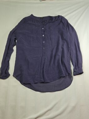 Ladies Long-Sleeve 3/4 Button Up 100% Silk Plum/Purple